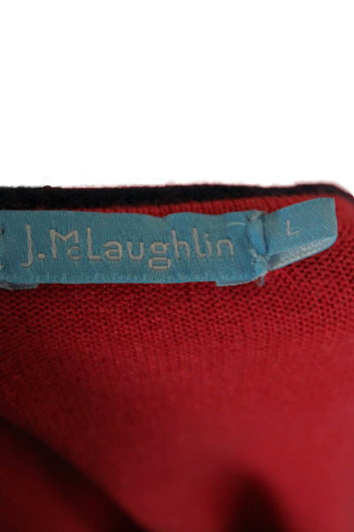 J. Mclaughlin Women Basic Red T-Shirt Round Neck Long Sleeve Size L