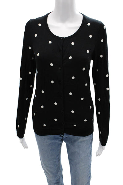 Talbots Womens Black Polka Dot Pima Cotton Cardigan Button Long Sleeve Size S