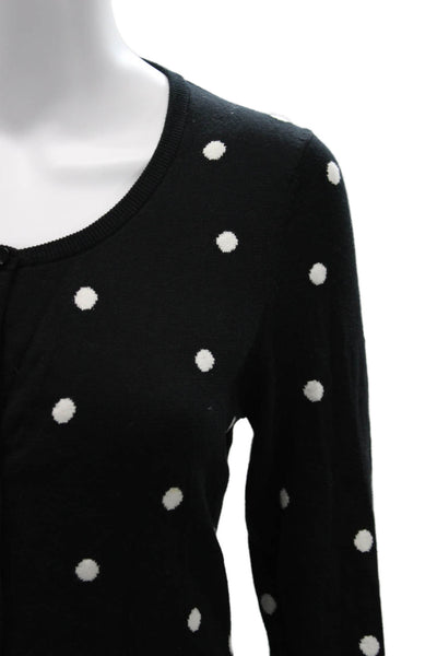 Talbots Womens Black Polka Dot Pima Cotton Cardigan Button Long Sleeve Size S