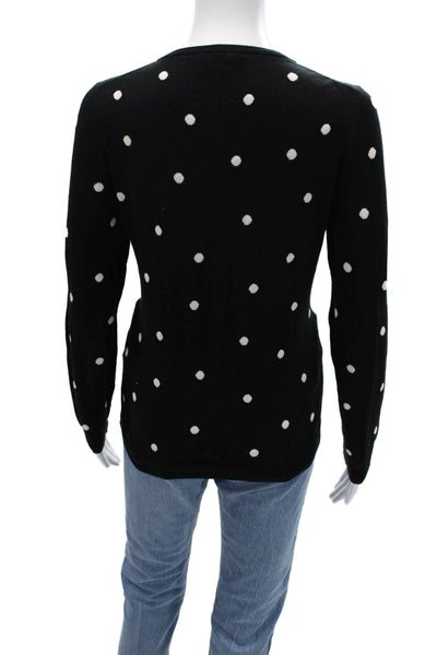 Talbots Womens Black Polka Dot Pima Cotton Cardigan Button Long Sleeve Size S