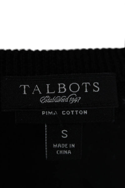 Talbots Womens Black Polka Dot Pima Cotton Cardigan Button Long Sleeve Size S
