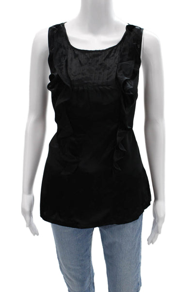 BR Womens Black Sleeveless Round Neck Blouse Rayon Spandex Solid Size M
