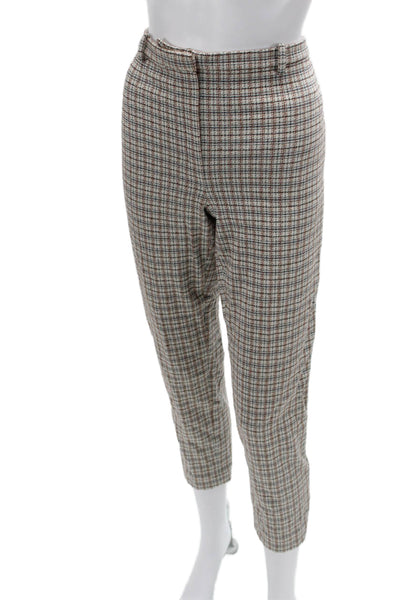 Theory Womens Ankle Cropped Dress Pants Gray Check 79% Viscose Size 8