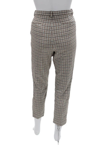 Theory Womens Ankle Cropped Dress Pants Gray Check 79% Viscose Size 8