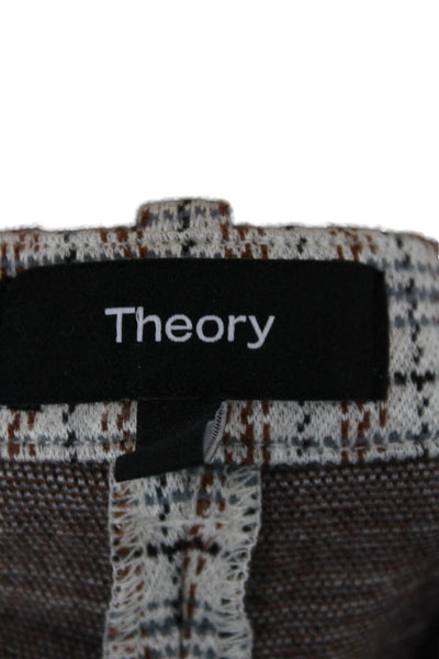 Theory Womens Ankle Cropped Dress Pants Gray Check 79% Viscose Size 8