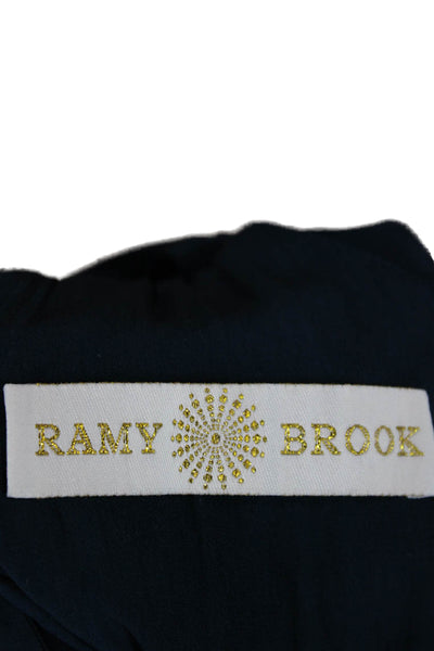 Ramy Brook Women Dark Blue V-Neck Sleeveless Polyester Tank Designer Size M