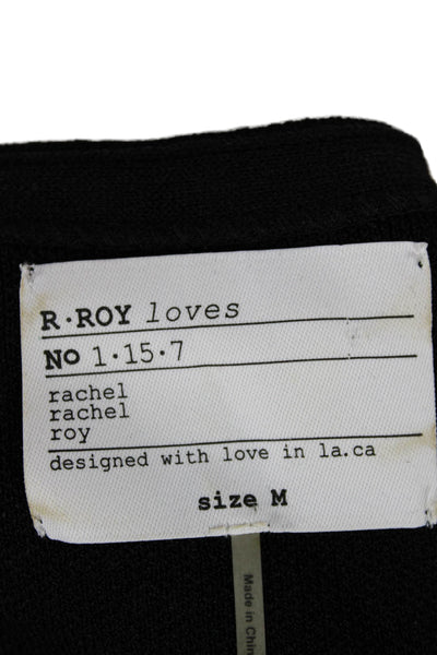 Roy Women Basic 3/4 Sleeve Solid Black Top Size M