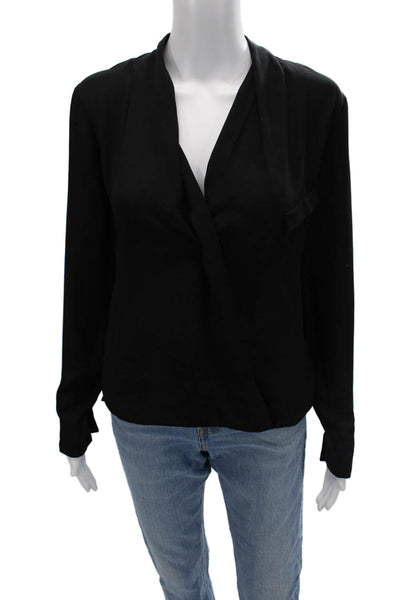 Joan Vass Women Basic Black Long Sleeve Blouse Size S