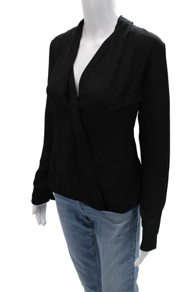 Joan Vass Women Basic Black Long Sleeve Blouse Size S