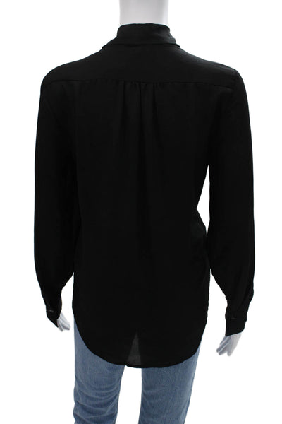 Joan Vass Women Basic Black Long Sleeve Blouse Size S
