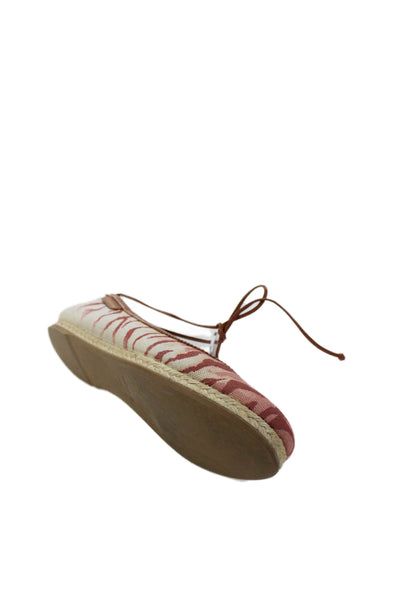 Sergio Rossi Womens Canvas Tiger Print Espadrille Flats White Red Size 39.5 9.5