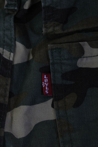 Levis Mens Black Camo Cargo Pants 100% Cotton Button Size 31