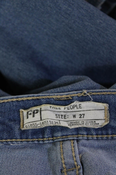 Free People Women Ankle Cropped Jeans Blue Size 27