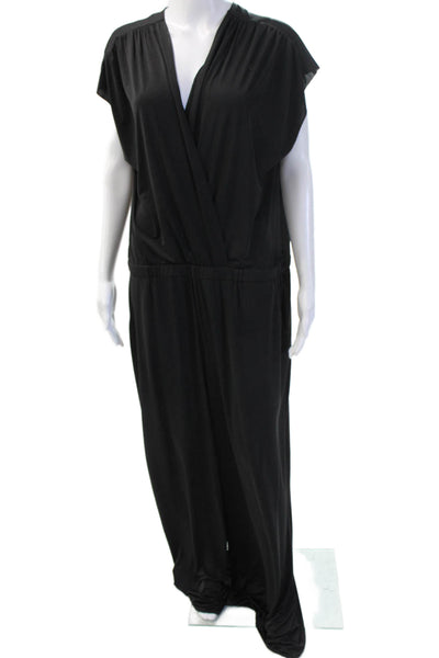 Ripley Rader Womens Plus V-Neck Black Rayon Blend Jumpsuit Short Sleeve Size 3