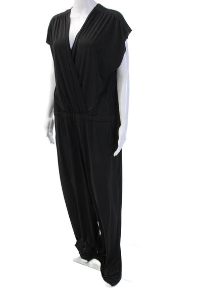 Ripley Rader Womens Plus V-Neck Black Rayon Blend Jumpsuit Short Sleeve Size 3