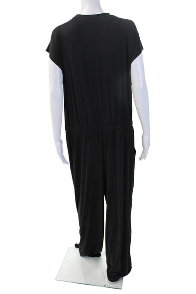Ripley Rader Womens Plus V-Neck Black Rayon Blend Jumpsuit Short Sleeve Size 3