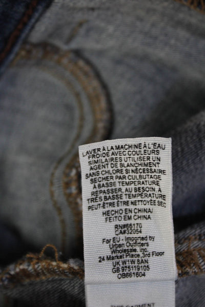 Free People Womens Ankle Skinny Jeans Dark Blue Button Mid Rise Size 27