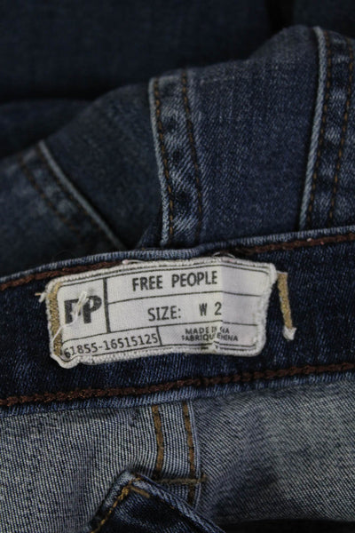 Free People Womens Ankle Skinny Jeans Dark Blue Button Mid Rise Size 27