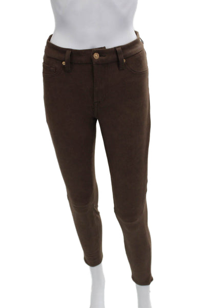 7 For All Mankind Womens Ankle Jeggings Brown Cowboy Size 27