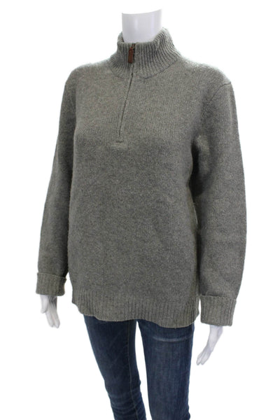 Polo Ralph Lauren Women Gray Merino Angora Mock Neck Pullover Zip Size S