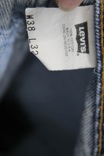 Levis Mens Straight Jeans Blue 100% Cotton Big Tall Size 38