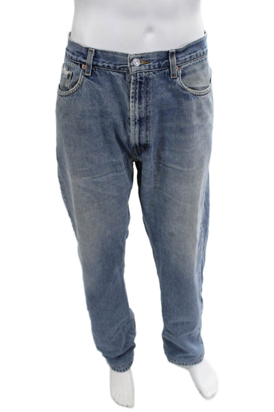 Levis Mens Straight Jeans Blue 100% Cotton Button Fly 90s Big & Tall Size 38