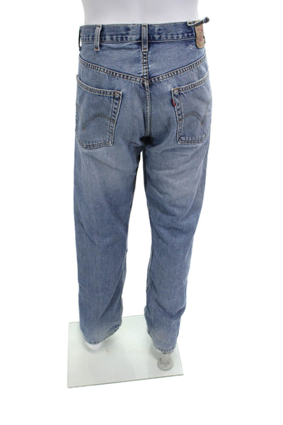 Levis Mens Straight Jeans Blue 100% Cotton Button Fly 90s Big & Tall Size 38