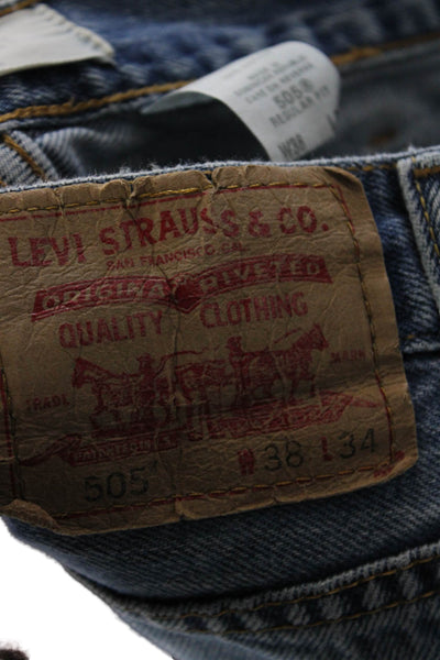 Levis Mens Straight Jeans Blue 100% Cotton Button Fly 90s Big & Tall Size 38