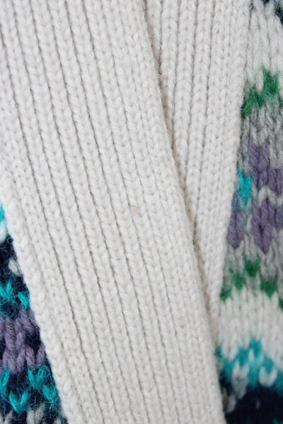 Closed Womens Fair Isle Beige Cotton Button Long Sleeve Cardigan Size M