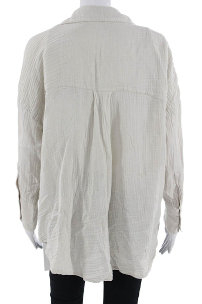 Closed Womens Fair Isle Beige Cotton Button Long Sleeve Cardigan Size M