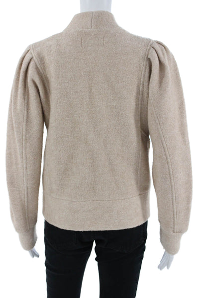 Sold Out Women Beige V Neck Wool Blend Button Long Sleeve Jacket Size XS