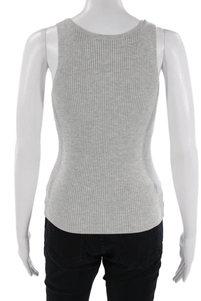 One Grey Day Women Gray Striped Sleeveless Tank Round Neck Size S