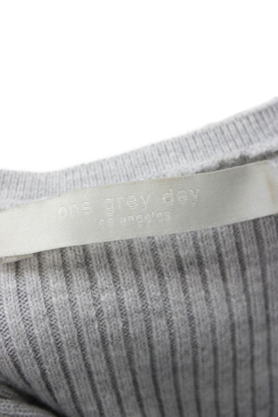 One Grey Day Women Gray Striped Sleeveless Tank Round Neck Size S