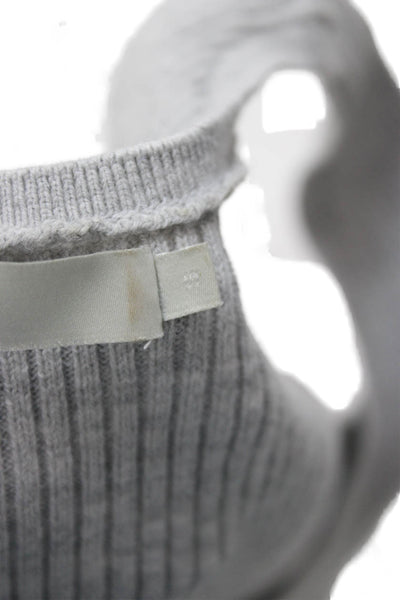 One Grey Day Women Gray Striped Sleeveless Tank Round Neck Size S