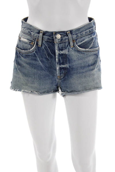 Agolde Unisex 90s Blue 100% Organic Cotton Button Fly Shorts Size 24