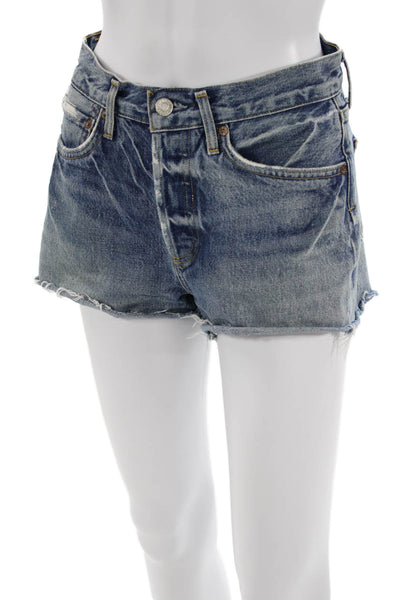 Agolde Unisex 90s Blue 100% Organic Cotton Button Fly Shorts Size 24