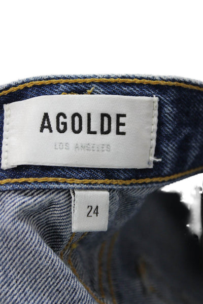 Agolde Unisex 90s Blue 100% Organic Cotton Button Fly Shorts Size 24