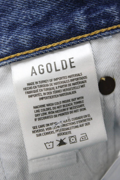 Agolde Unisex 90s Blue 100% Organic Cotton Button Fly Shorts Size 24