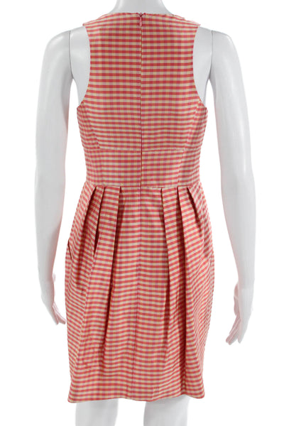 Nanette Lepore Womens Fit & Flare Sundress Pink Silk Check Knee Length Size 0