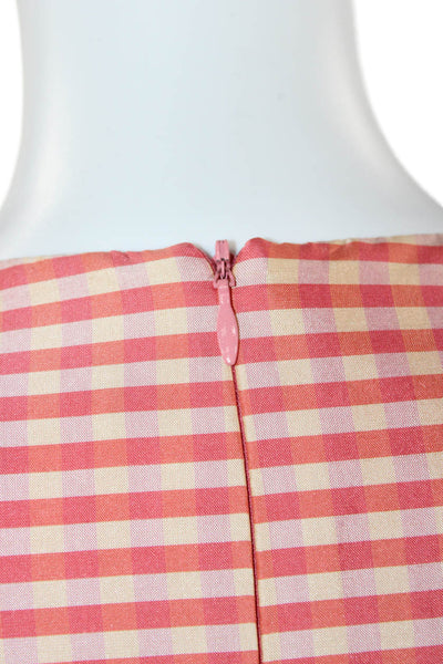 Nanette Lepore Womens Fit & Flare Sundress Pink Silk Check Knee Length Size 0