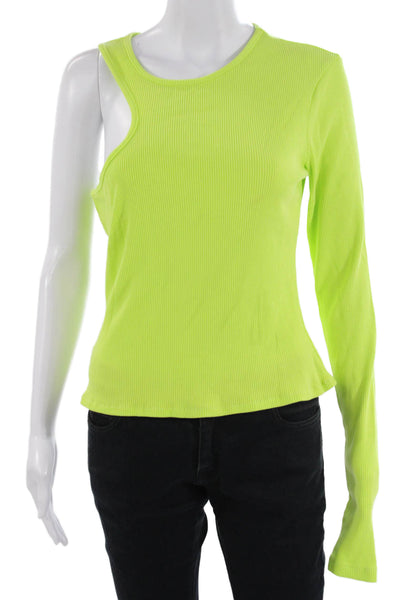 Agolde Womens 90s Green Crew Neck Long Sleeve Top Polyester Blend Size S