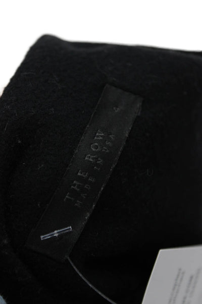 The Row Women Overcoat Black Wool Blend Zip Crew Neck Long Sleeve Size 4