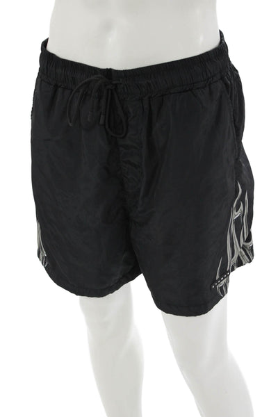 Stampd Mens Biker Graphic Drawstring Black Polyester Shorts Size L