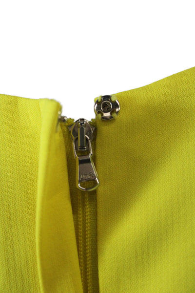 Tamara Mellon Women Cropped Blouse Yellow Short Sleeve Hook & Eye Size 6