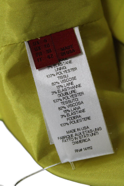 Tamara Mellon Women Cropped Blouse Yellow Short Sleeve Hook & Eye Size 6