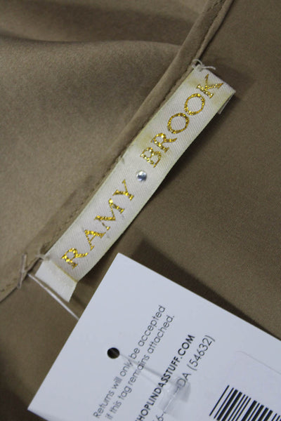 Ramy Brook Womens Beige V-Neck Short Sleeve Basic Blouse Charmeuse Size 1