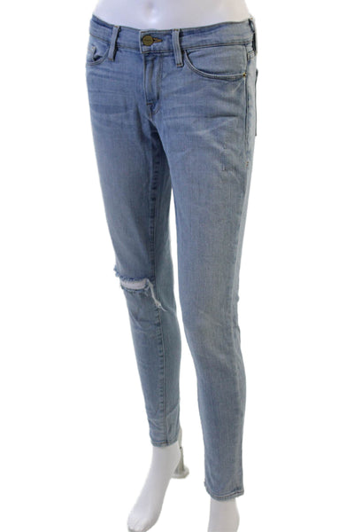 Frame Denim Women Ankle Skinny Jeans Light Blue Button Size 27