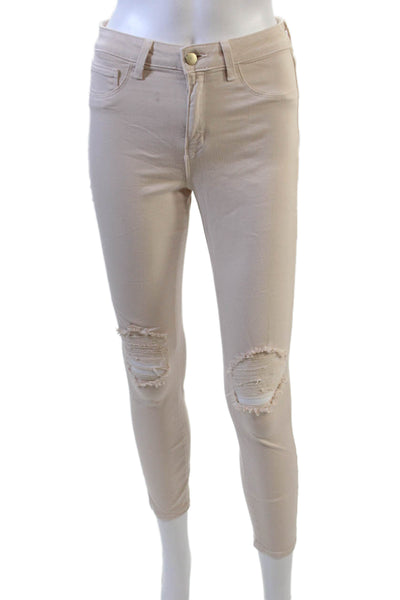 L Agence Womens Ankle Jegging High Rise Beige Size 26