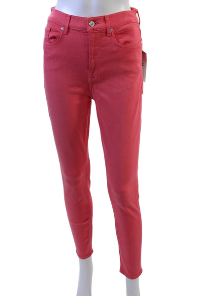 7 For All Mankind Womens Pink High Rise Ankle Jeggings Size 27