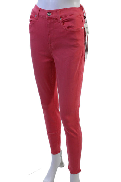 7 For All Mankind Womens Pink High Rise Ankle Jeggings Size 27